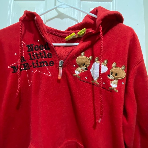 red fuzzy zip up - Picture 3 of 8